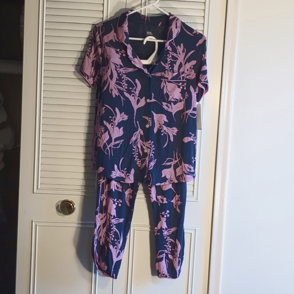 Stars above, Women's Pajamas, 2 pieces, Blue Floral, XS
